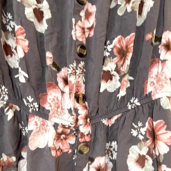 J For Justify 2XL Plus Summer Dress Elastic Gathered Waist Gray/Purple - Picture 2 of 5